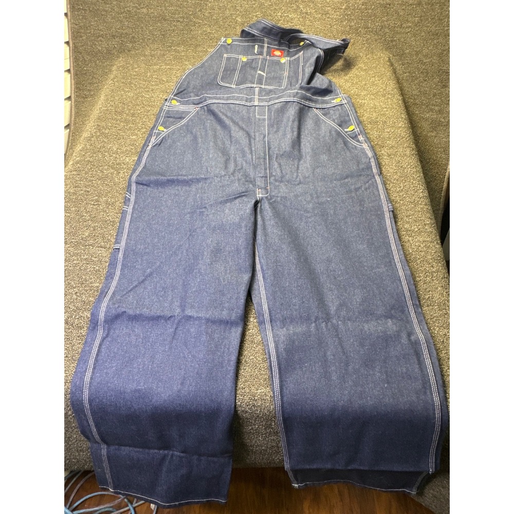 Dickies Overalls Mens 44x30 83294NB Indigo Denim Bib Workwear EUC